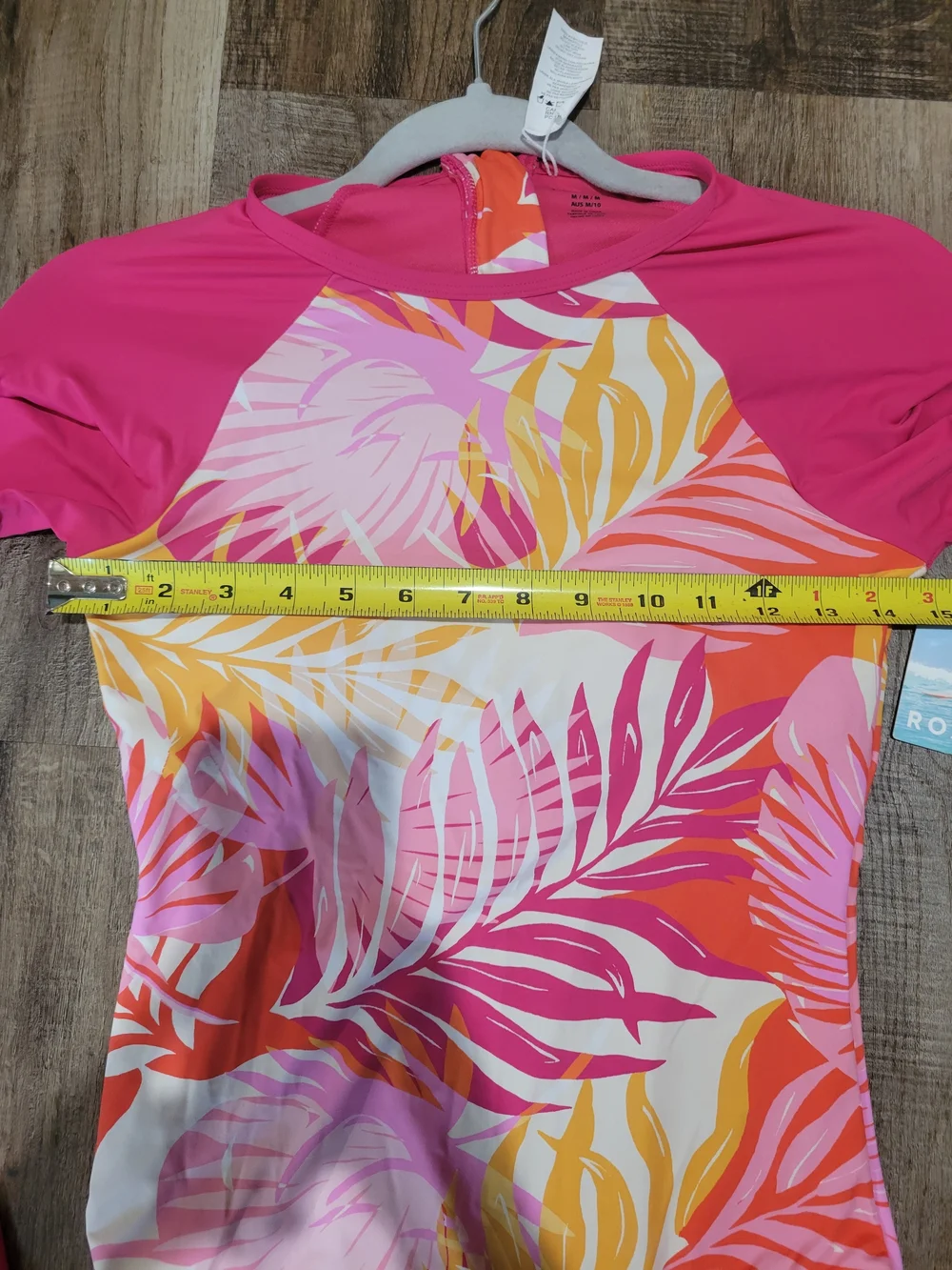 Roxy Women’s Long Sleeve One-Piece Swimsuit in Pink, Yellow, White - Picture 4 of 8